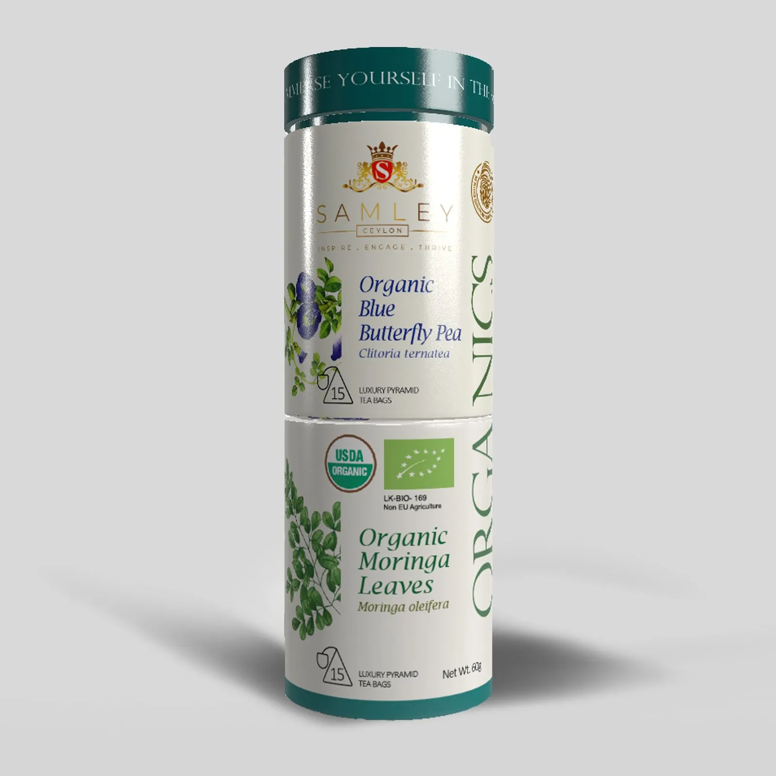 Butterfly Pea Flower & Moringa 30 Pyramid Bags in Canister